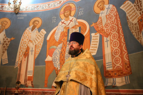 В канун Недели 14-й по Пятидесятнице первый проректор семинарии совершил всенощное бдение в храме Воскресения Христова
