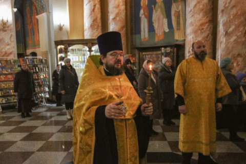 В канун Недели 29-ой по Пятидесятнице первый проректор семинарии совершил всенощное бдение в храме Воскресения Христова города Витебска